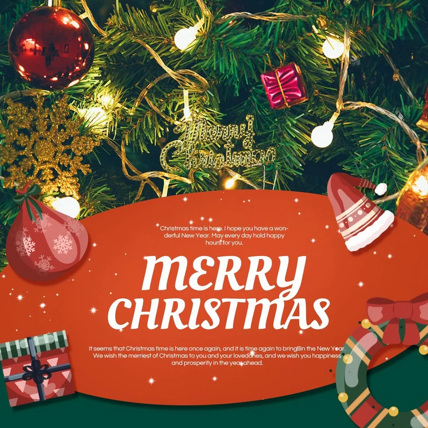 圣诞节圣诞树圣诞老人闪亮装饰电商促销折扣海报PSD模板AI素材【214】